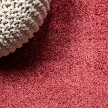 Haze Solid Low-pile Area Rug Red